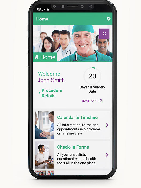 Urządzenie mobilne z ekranem ForPatientApp