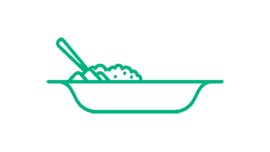 jedzenie mieszane w misce, zielona ilustracja