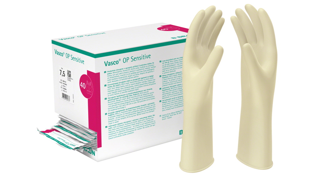 Pudełko rękawic B. Braun i rękawice 