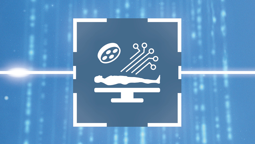 Ikona przedstawiająca osobę leżącą na stole operacyjnym