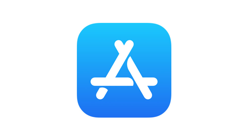 Niebieska kwadratowa ikona z białą literą „A” na środku, reprezentująca logo Apple App Store